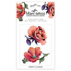 Miami tattoos Переводные тату Poppy&Rose by Natsi Tattoo разноцветный