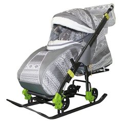 Санки-коляска GALAXY Snow, Luxe, Kids 5-1, Финляндия, серая, большие колеса, с пружинными амортизаторами (7703)