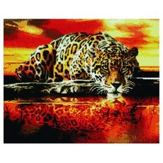 Алмазная мозаика Paintboy GF 3668 Леопард у воды 40x50см
