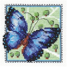 Набор для вышивания KLART "Бабочка синяя" 12x12 см