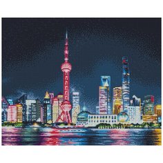 Алмазная мозаика "фрея" Ночной Шанхай 40x50 см