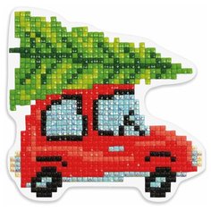 Алмазная мозаика ФРЕЯ магнит "Везу елочку" 8.5 x 9 см