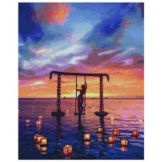 Алмазная мозаика Paintboy Водные фонарики на закате 40х50 см