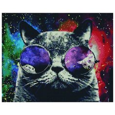 Алмазная мозаика Paintboy Космический кот 40х50 см