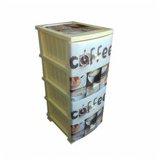 Комод "Декор" 4 ящика "Кофе" слоновая кость РОССПЛАСТ