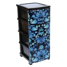 Комод "Декор" 4 ящика "Гжель" черный РОССПЛАСТ