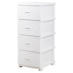 Комод "Декор" 4 ящика "Ротанг" белый РОССПЛАСТ