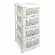 Комод "Декор" 4 ящика "Ажур" белый РОССПЛАСТ