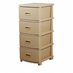 Комод "Декор" 4 ящика "Ротанг" бежевый РОССПЛАСТ