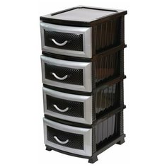 Комод "Дельфин" 4 ящика черный/серебристый перламутр РОССПЛАСТ