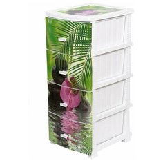 Комод "Декор" 4 ящика "Орхидея" белый РОССПЛАСТ