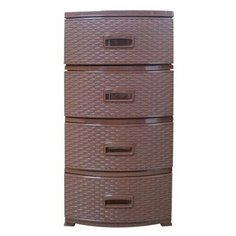 Комод "Декор" 4 ящика "Ротанг" темно-коричневый РОССПЛАСТ