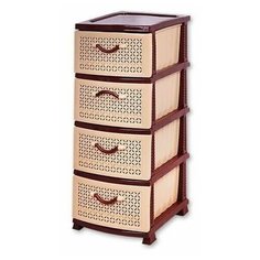 Комод "Ромашка" 4 ящика темно-коричневый/бежевый РОССПЛАСТ