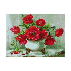 Алмазная мозаика EF 945 Маки в белой вазе 30*40 Paintboy