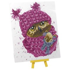 Алмазная мозаика с частичным заполнением «Сова в шапочке», с подставкой Сима ленд