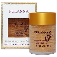 PULANNA Bio-gold & Grape Moisturizing Night Cream Увлажняющий ночной крем для лица и шеи на основе био-золота и винограда, 58 г