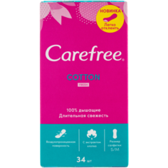 Carefree салфетки ежедневные Cotton Fresh, 2 капли, 34 шт.