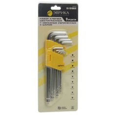 Набор имбусовых ключей Эврика ER-15109LB, 9 предм., серебристый