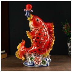 Сувенир керамика нэцке "Золотой карп с шаром" 46х17х29 см 4822392 Сима ленд