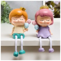 Сувенир полистоун "Малыши в короне с длинными ножками" набор 2 шт 16х7,3х6 см 5456713 Сима ленд