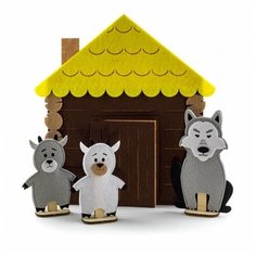 Пальчиковый театр Сказка Волк и семеро козлят (герои+домик) Фетров