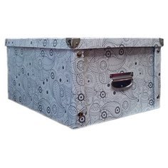 Коробка для хранения картонная складная Storidea 30x20x15 см, узор металл угол/ручка
