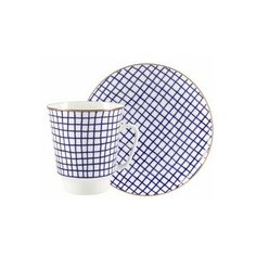 Чашка с блюдцем кофейная. Императорский фарфоровый завод. Форма Майская. Рисунок Tweed. 165 мл.