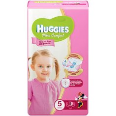 Huggies подгузники Ultra Comfort для девочек 5 (12-22 кг), 15 шт.