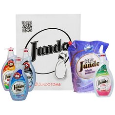 Средсво для стирки с дозатором Jundo, 4 Концентрированыхй Геля с коллагеном 1л на 65 стирок. В подарок Кодиционер для белья Jundo Beuty Freshnes Aroma Capsule, 2 л, Концентрат на 100 стирок