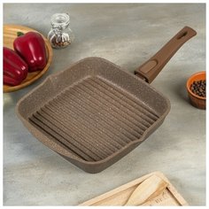 Сковорода-гриль Мечта "Гранит", 26*26 см, съемная ручка, стеклянная крышка, антипригарное покрытие