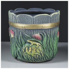 Цветочный горшок 6л "Поляна", зелёный, акрил, средний, 1063320 Керамика ручной работы