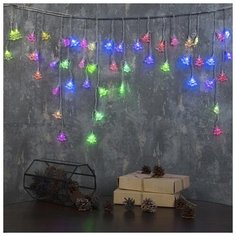 Гирлянда Luazon Lighting "Бахрома", 1,8*0,5 м, "Елки" 4 см, LED-48-220V, мигает, нить прозрачная, свечение мульти (RG/RB) (3556864)