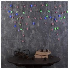 Гирлянда Luazon Lighting "Бахрома", 3*0,5 м, "Ежики", LED-80-220V, мигает, нить прозрачная, свечение мульти (RG/RB) (3556869)