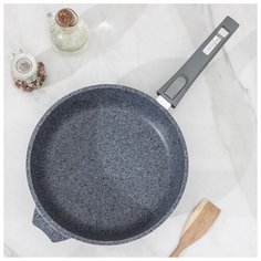 Сковорода Мечта Premium (grey), d 26 см, антипригарное покрытие, стеклянная крышка, съемная ручка
