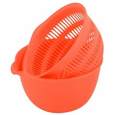 Дуршлаг с миской 16,5х15х8см (оранжевый) МультиДом