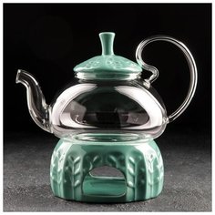 Чайник заварочный с подставкой для подогрева "Элегия" 600 мл, цвет зеленый 5242749 Сима ленд