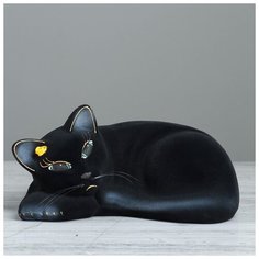 Копилка "Кошка Соня", флок, чёрная, 13 см 748729 Керамика ручной работы