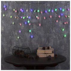 Гирлянда Luazon Lighting "Бахрома", 1,8*0,5 м, "Ежики", LED-48-220V, мигает, нить прозрачная, свечение мульти (RG/RB) (3556862)