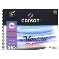 Canson Альбом для акварели Монваль 270гр/м, Снежное зерно, 24х32см, 12л