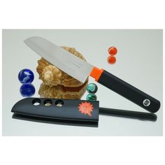 Кухонный нож Tojiro FK Santoku 105mm (черная рукоятка) FK-405