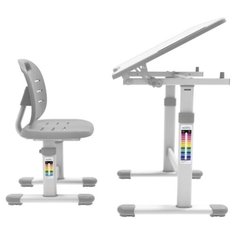 Детский комплект для дома Holto-1: растущая парта и стул (серый)