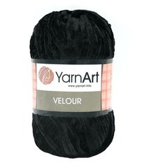 Пряжа YarnArt Velour 100г 170м (100% микрополиэстер) (842 черный) 5 шт