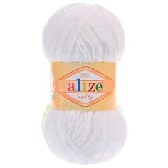 Пряжа ALIZE Softy (100% микрополиэстер) (55 белый) 5 шт