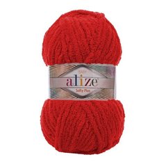 Пряжа Alize Softy Plus 100г 120м (100% микрополиэстер) (56 красный) 5 шт