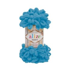 Пряжа Alize Puffy 100г 9м (100% микрополиэстер) (16 голубой Сочи) 5 шт