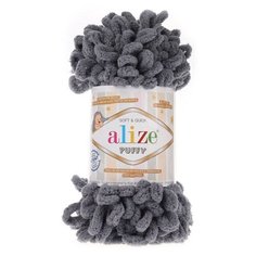 Пряжа Alize Puffy 100г 9м (100% микрополиэстер) (87 темно-серый) 5 шт