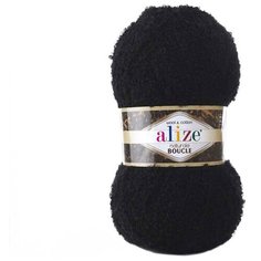 Пряжа Alize Naturale Boucle 100гр. 200м. (49% шерсть, 24% хлопок, 24% акрил, 3% полиэстер) (60 черный) 5 шт