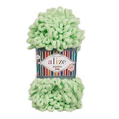 Пряжа Alize Puffy Fine 100г 14м (100% микрополиэстер) (516 пастельно-зеленый) 5 шт