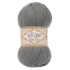 Пряжа для вязания Alize Baby Best 100г 240м (10% бамбук, 90% акрил) с эффектом АНТИПИЛЛИНГ (344 серый), 5 мотков