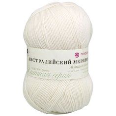 Пряжа Пехорка Австралийский меринос (95% мериносовая шерсть, 5% акрил) (01 белый) 5 шт